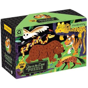 Glow in Dark Puzzle, Raubtiere an Land 100 pcs, Mudpuppy