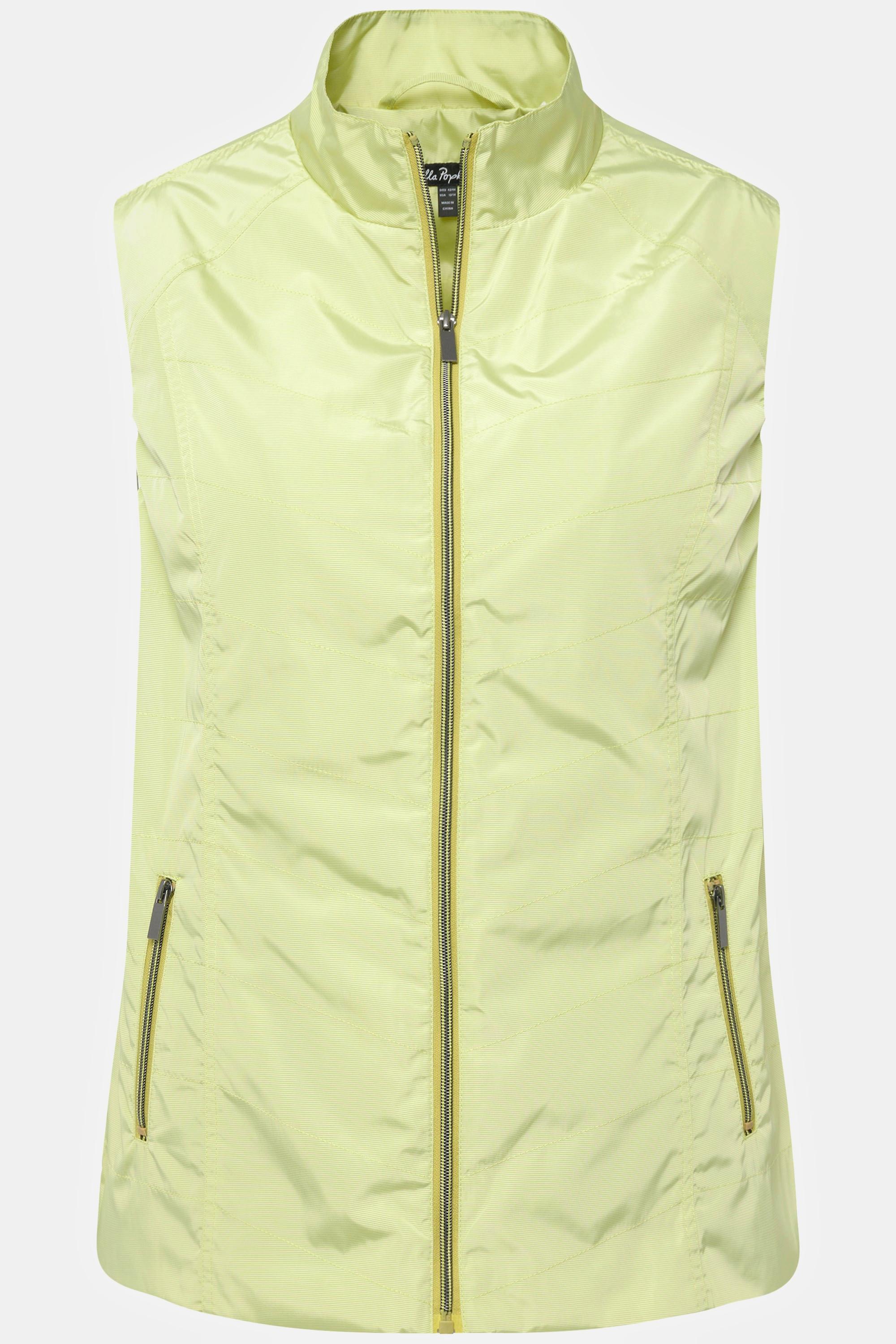 Ulla Popken  Gilet con collo alto, cuciture decorative e tasche con zip 