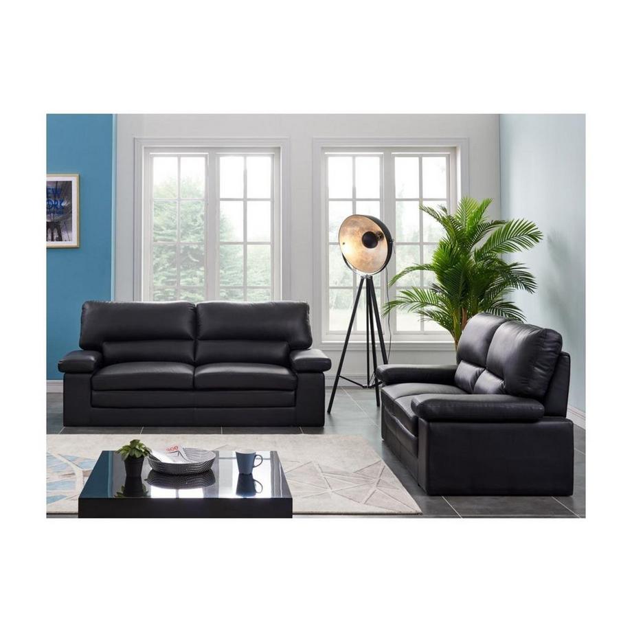 Vente-unique Divano 3+2 posti in pelle di bufalo Nero MIMAS  