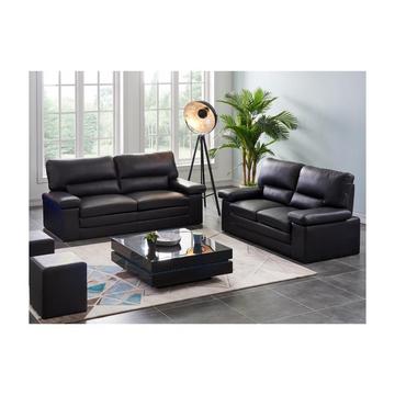 Divano 3+2 posti in pelle di bufalo Nero MIMAS