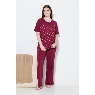 Ulla Popken Pigiama Fiori Ricami Scollo Rotondo Mezza Manica  