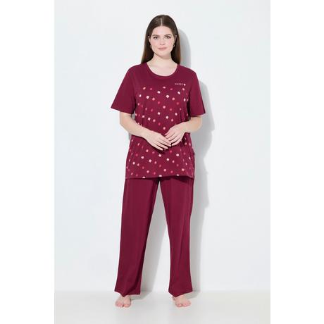 Ulla Popken Pigiama Fiori Ricami Scollo Rotondo Mezza Manica  