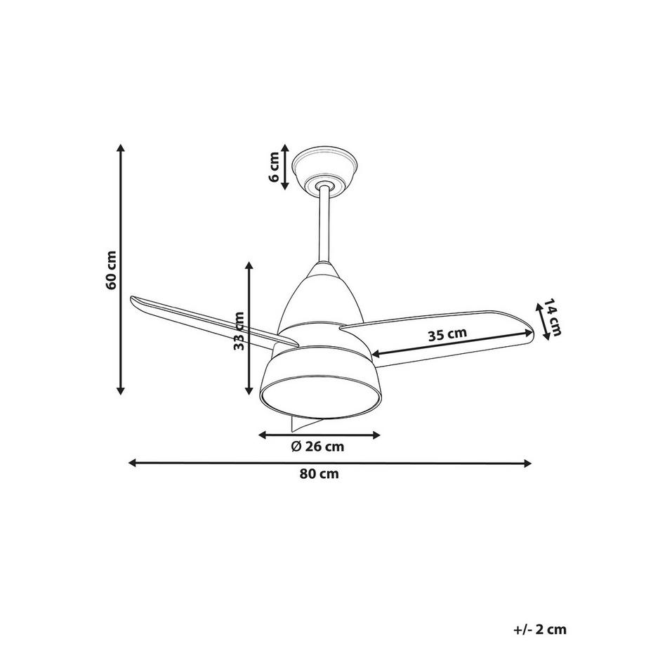 Beliani Ventilateur de plafond avec lampe en Métal  STRAWBERRY  