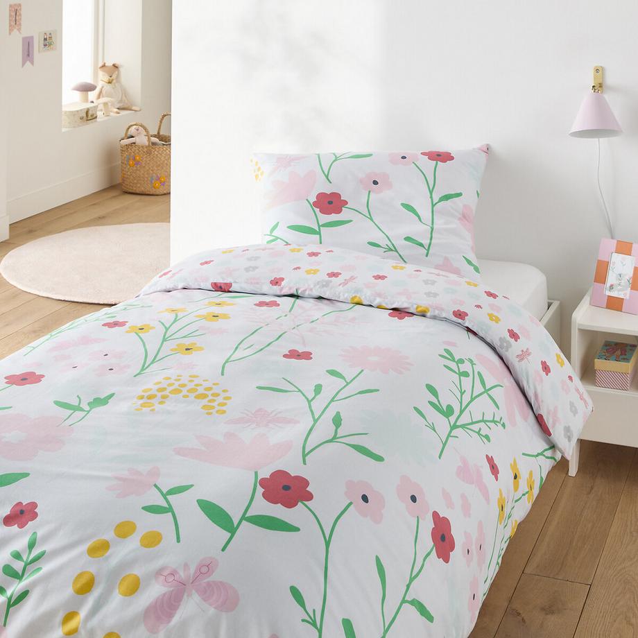 SO'HOME Parure de lit Fleurs avec taie d'oreiller rectangulaire  