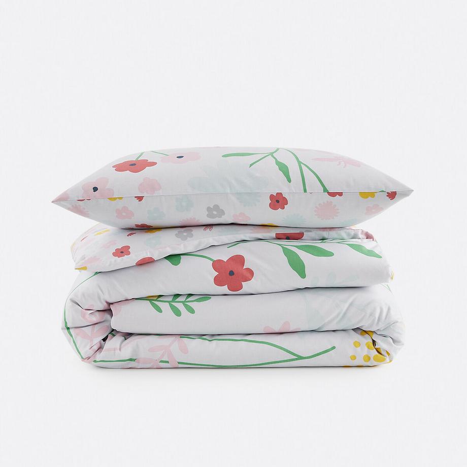 SO'HOME Parure de lit Fleurs avec taie d'oreiller rectangulaire  