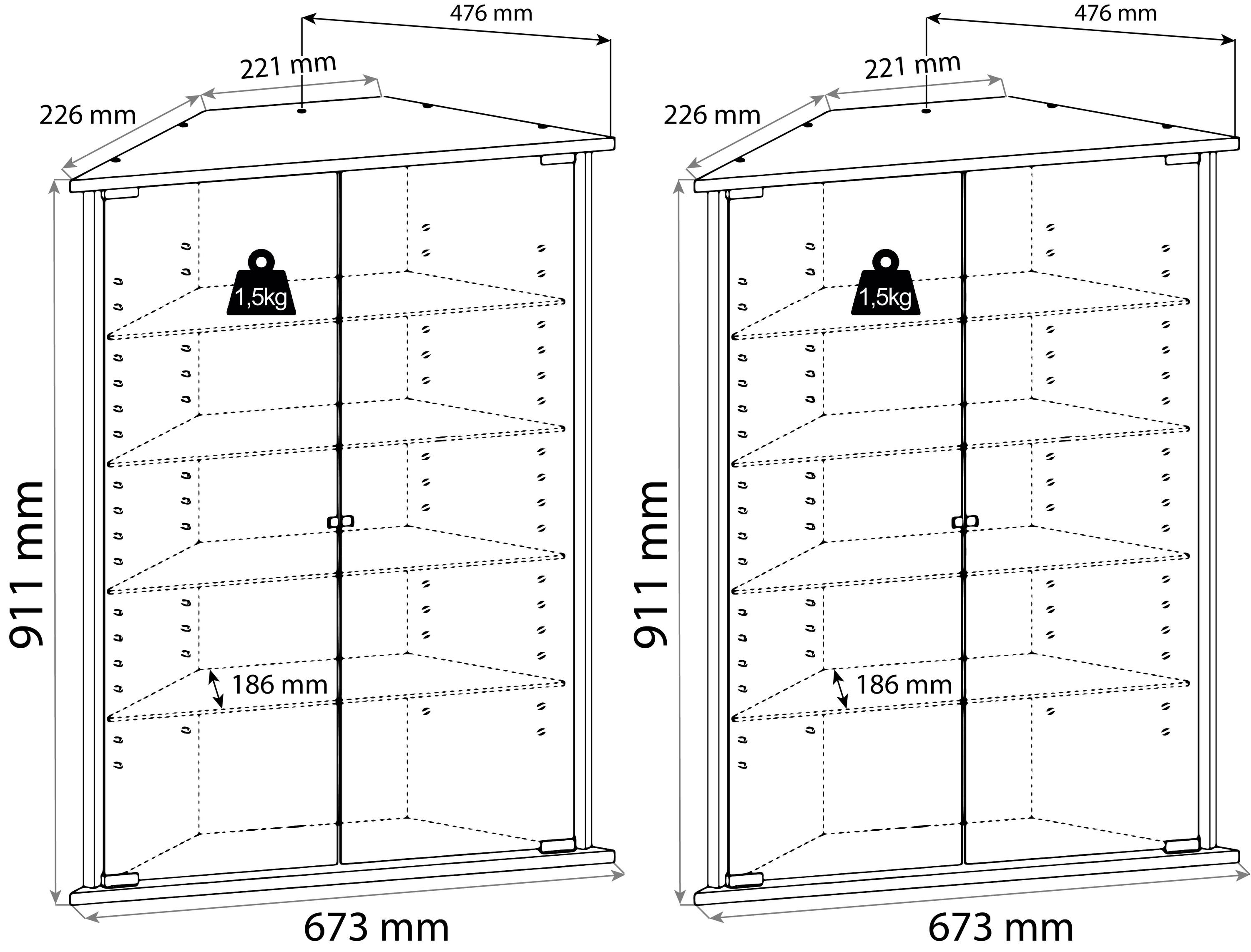 VCM Bois verre vitrine vitrine de collection en verre vitrine d'angle vitrine stand Vecko XL  