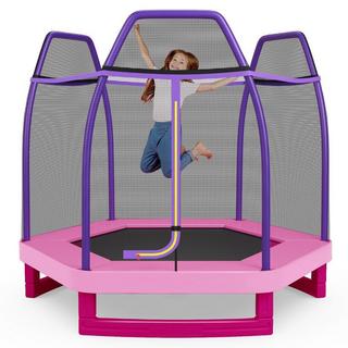 Northix  Trampolino da giardino Ø223 cm con rete di sicurezza trampolino da interno/esterno per bambini rosa 