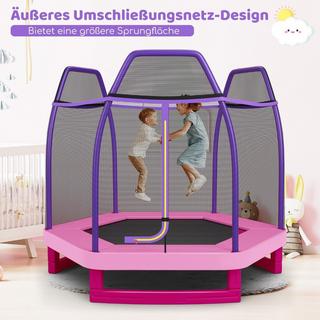 Northix  Trampolino da giardino Ø223 cm con rete di sicurezza trampolino da interno/esterno per bambini rosa 