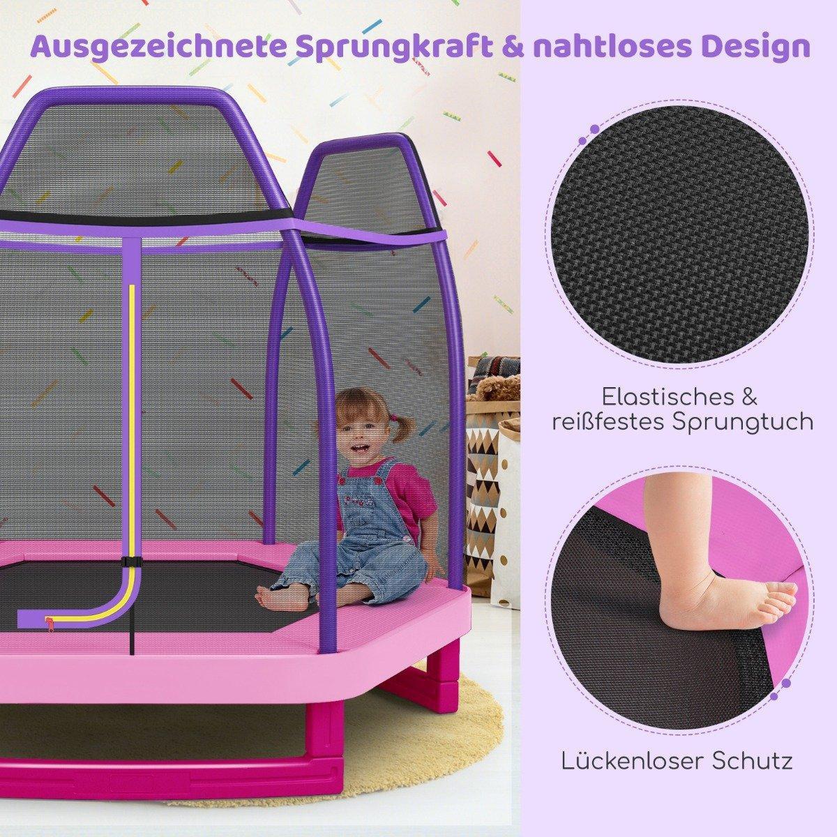 Northix  Trampolino da giardino Ø223 cm con rete di sicurezza trampolino da interno/esterno per bambini rosa 