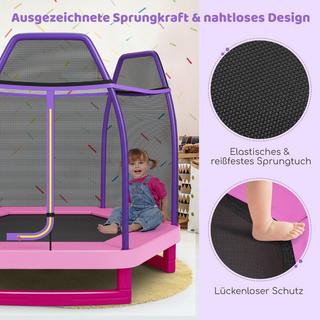 Northix  Trampolino da giardino Ø223 cm con rete di sicurezza trampolino da interno/esterno per bambini rosa 