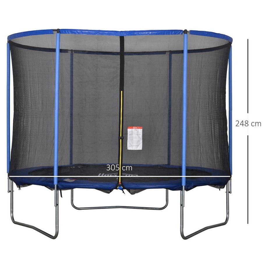 Northio  Trampolin mit Sicherheitsnetz, Gartentrampolin für Innen- und Außenbereich, Fitnesstrampolin, Blau+Schwarz, bis 113,6 kg, Ø305 x 248H cm 