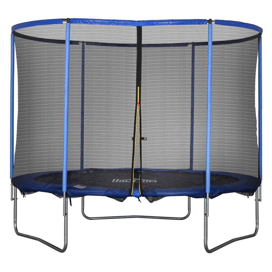 Northio  Trampolin mit Sicherheitsnetz, Gartentrampolin für Innen- und Außenbereich, Fitnesstrampolin, Blau+Schwarz, bis 113,6 kg, Ø305 x 248H cm 