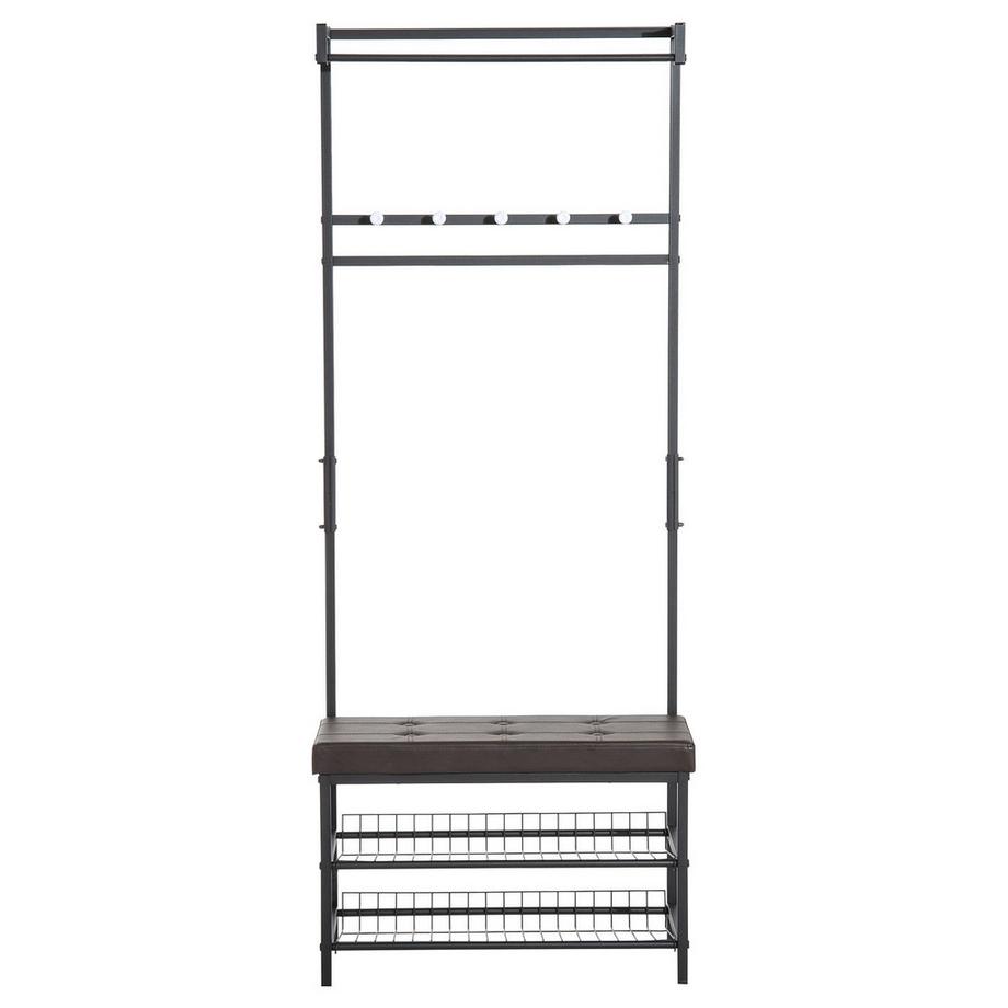 Northio Porte-Manteau Avec Banc, Portant À Vêtements Et Étagère À Chaussures, Métal, 2 Étagères À Chaussures, Siège, 72,5X35X180Cm  