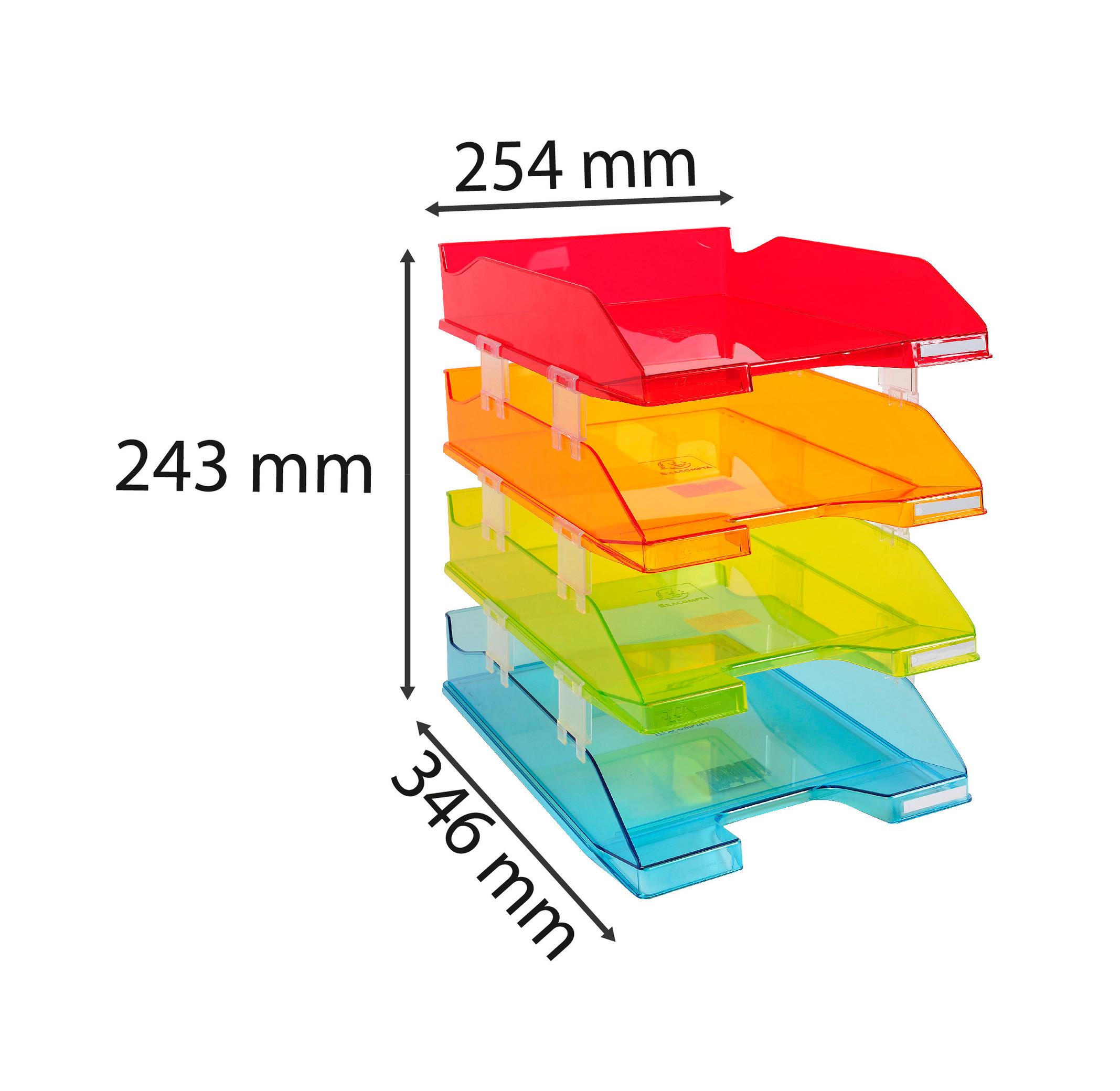 Exacompta Set de 4 corbeilles-à-courrier Combo Midi transparent Linicolor  