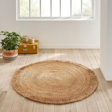 Tapis jute rond frangé