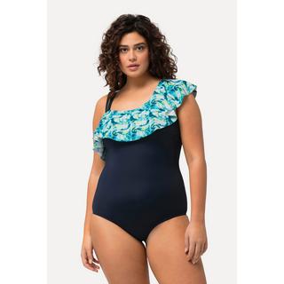 Ulla Popken  Maillot de bain, bonnets souples et volant. Décolleté asymétrique 