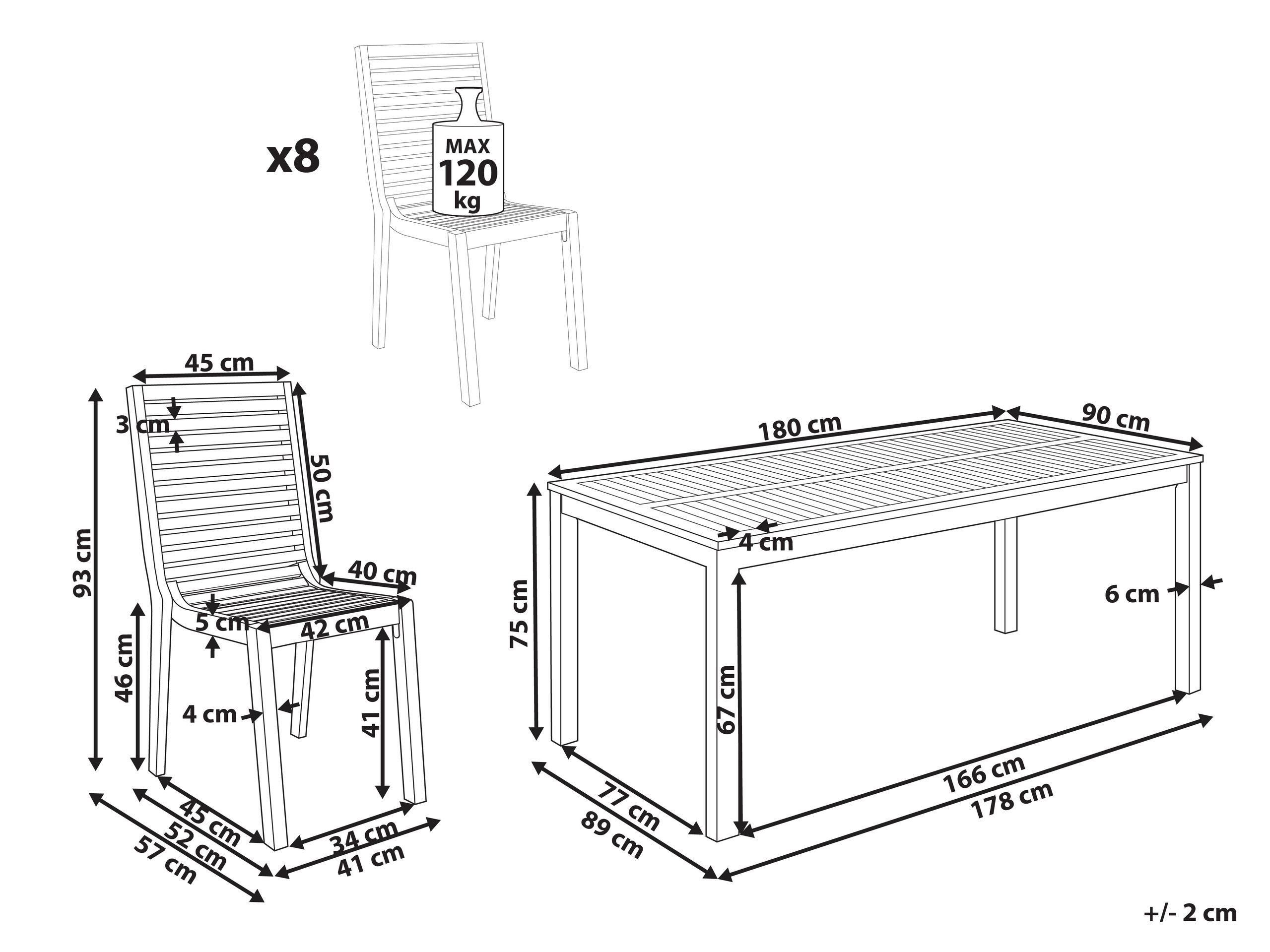 Beliani Set da pranzo per 8 persone en Legno d'acacia certificato FSC® Rustico OMBRIANO  