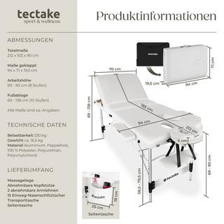 Tectake Table de massage pliable PHUKET  