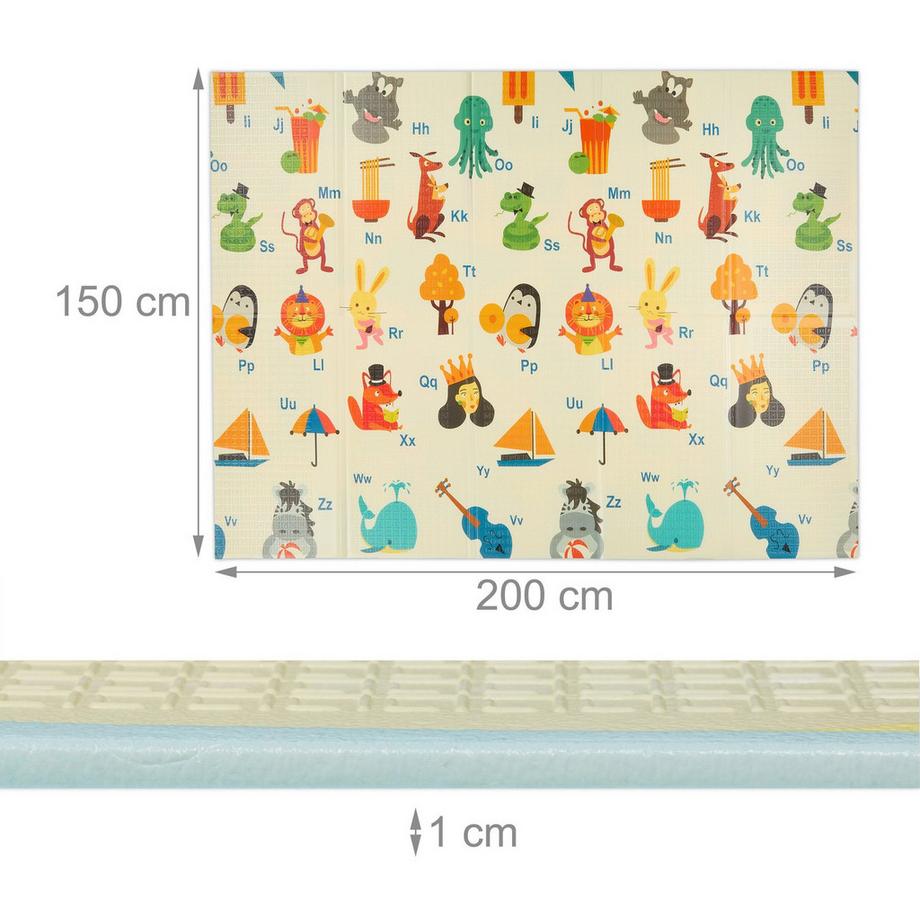 Northix Faltbare Spielmatte Tiere, Straße, ABC  