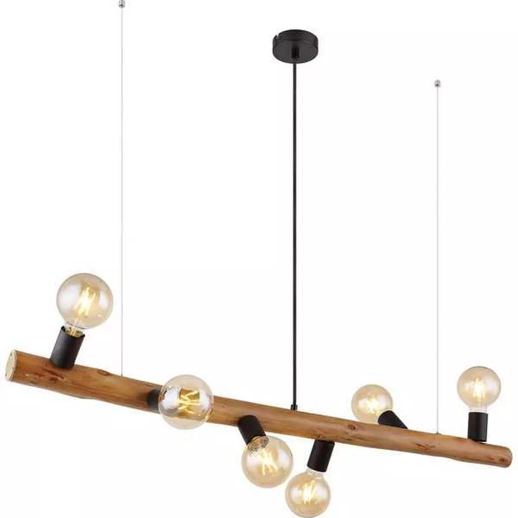 mutoni – Hängeleuchte Kira Holz dunkel 6xE27, One Size, Multicolor