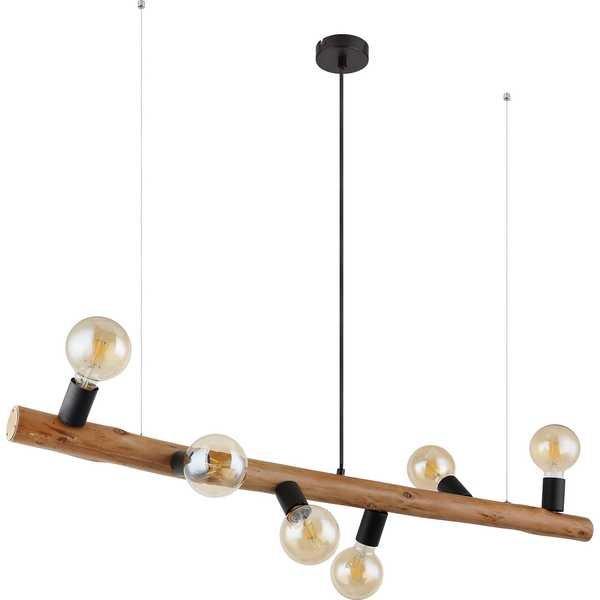 mutoni Lampe à suspension Kira bois brun foncé 6xE27  