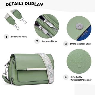 Only-bags.store Vegane Leder Umhängetasche mit verstellbarem breitem Riemen  