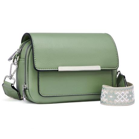 Only-bags.store Vegane Leder Umhängetasche mit verstellbarem breitem Riemen  