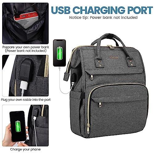 Only-bags.store Zaino impermeabile per laptop da 15.6 pollici con porta di ricarica USB  