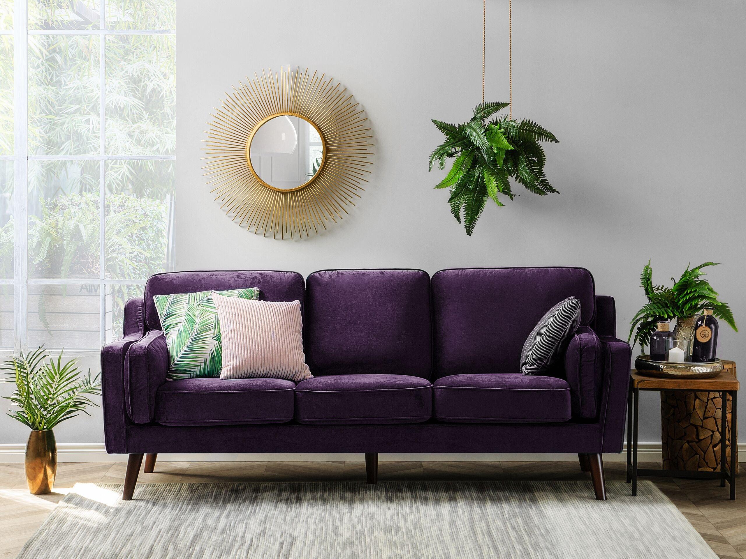 Beliani 3 Sitzer Sofa aus Samtstoff Modern LOKKA  