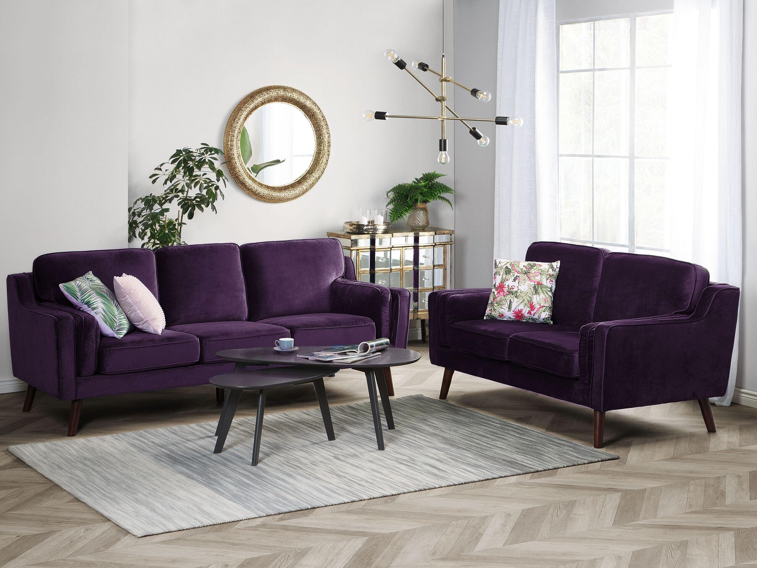 Beliani 3 Sitzer Sofa aus Samtstoff Modern LOKKA  