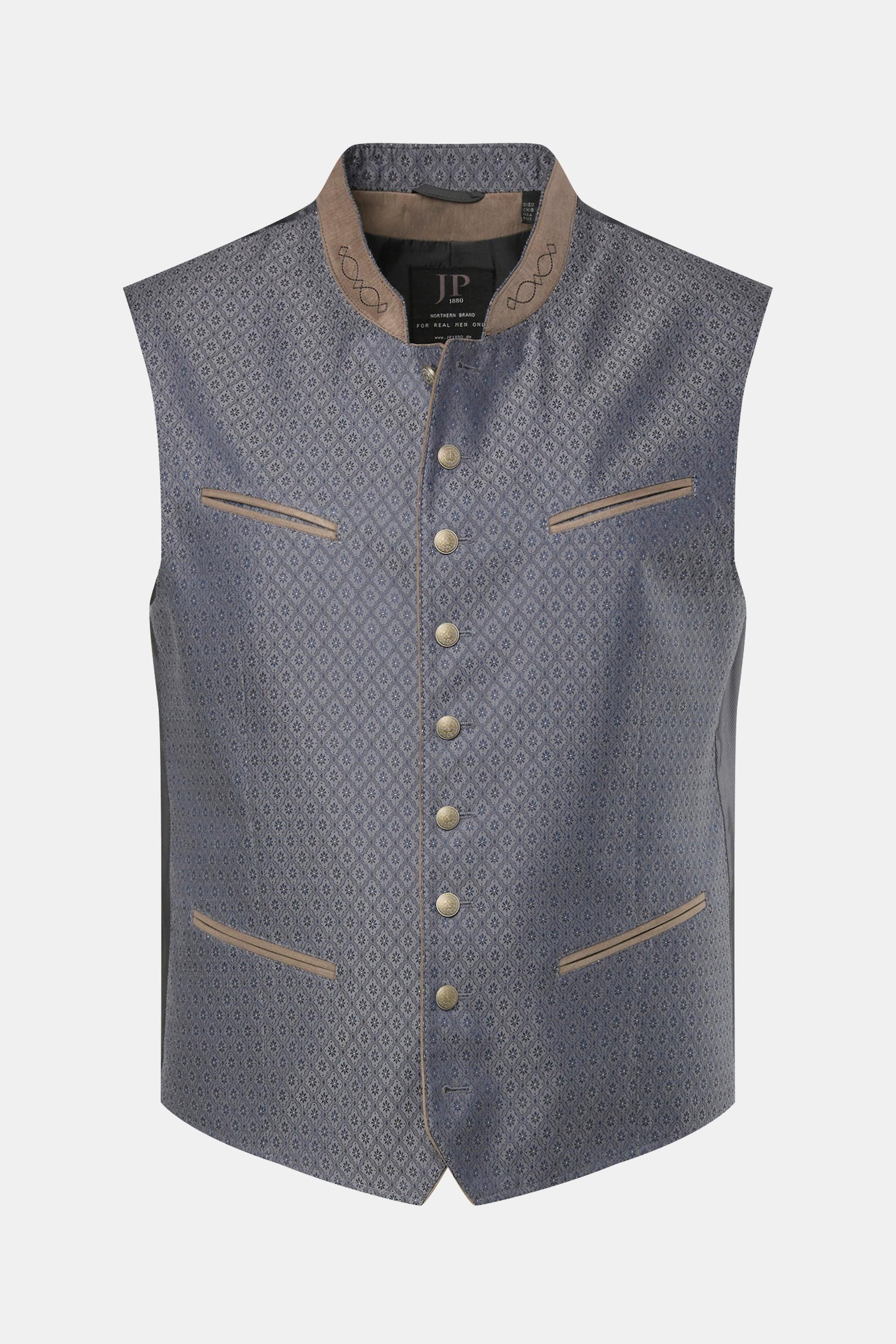 JP1880  Gilet in tradizionale stile Tracht con collo alto e ricamato e retro in fodera, fino alla tg. 72 