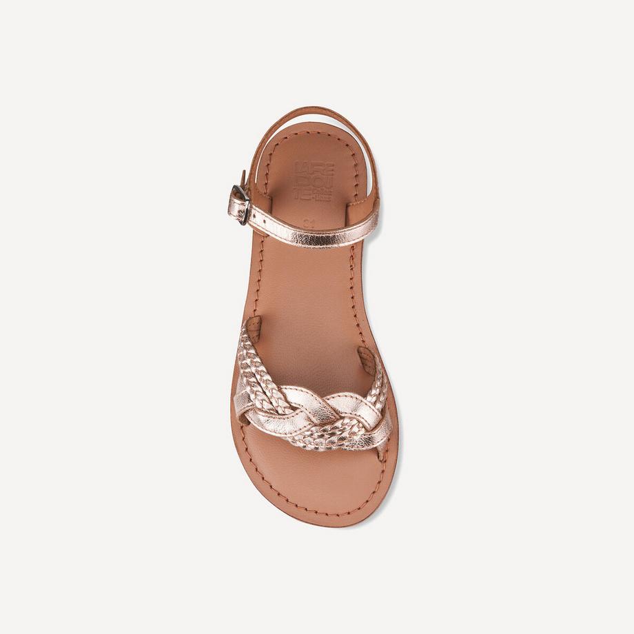 La Redoute Collections Goldfarbene Ledersandalen mit geflochtenen Riemen  