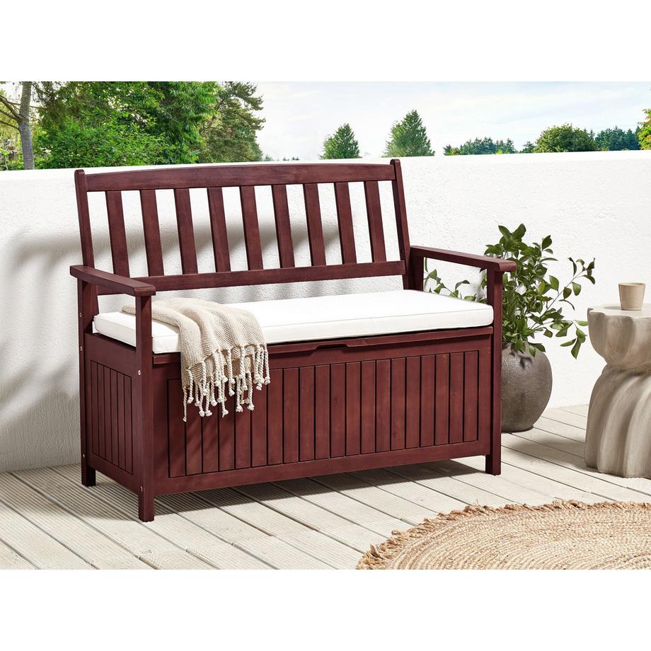 Beliani Gartenbank mit Auflage aus Akazienholz Klassisch SOVANA  