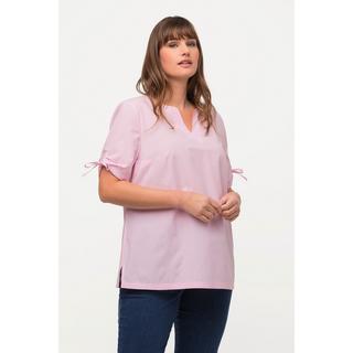 Ulla Popken  Blusa a quadri in tradizionale stile Tracht con scollo a tunica e mezze maniche arricciate 