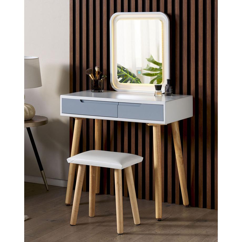 Beliani  Schminktisch mit Spiegel und Hocker aus Faserplatte Modern DIEPPE 
