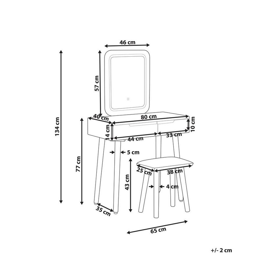 Beliani  Schminktisch mit Spiegel und Hocker aus Faserplatte Modern DIEPPE 