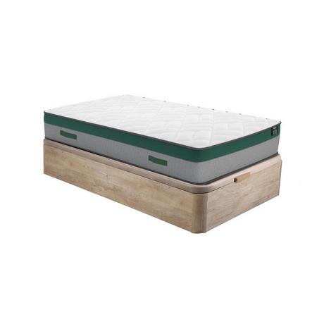 DREAMEA PLAY Ensemble 90 x 190 cm sommier coffre naturel clair + matelas ressorts ensachés ép.22cm - PRESTIGE de YSMÉE  