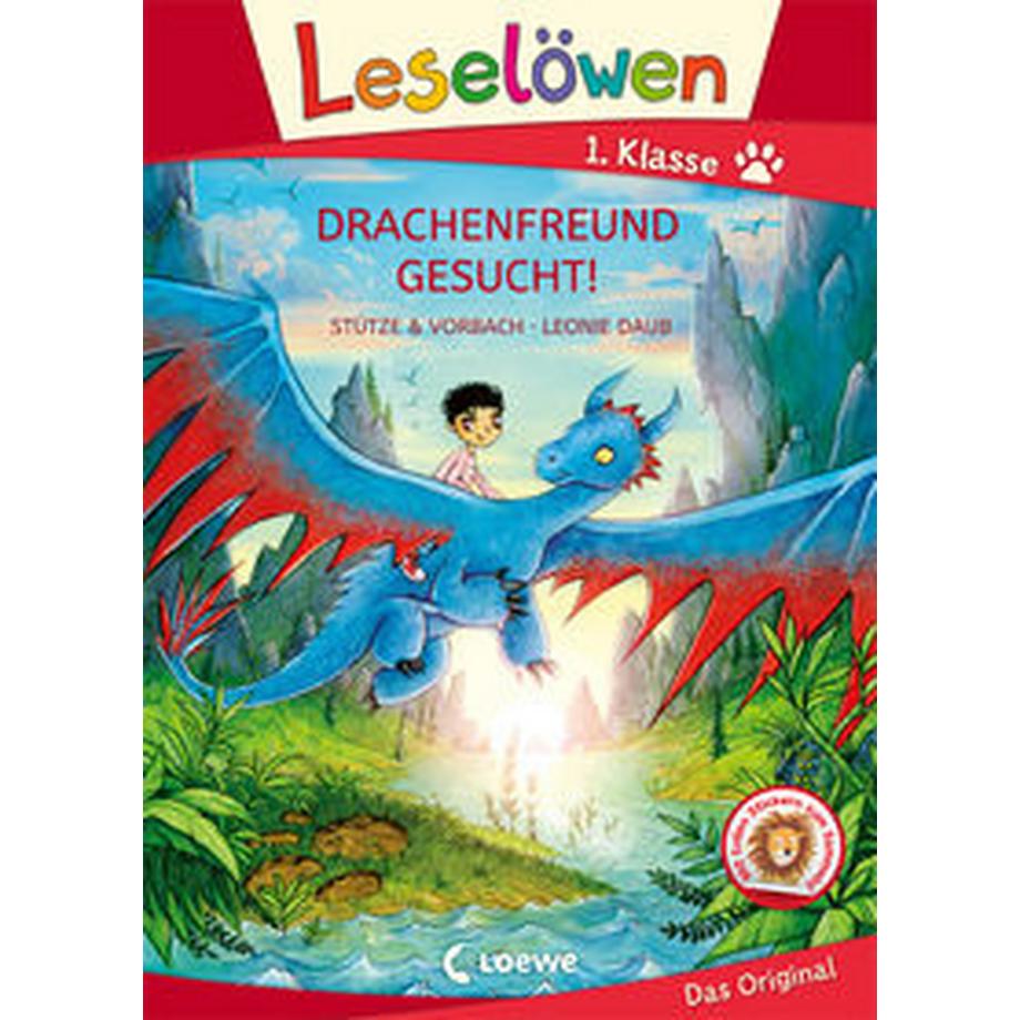 Leselöwen 1. Klasse - Drachenfreund gesucht! (Großbuchstabenausgabe) Stütze & Vorbach; Loewe Erstlesebücher (Hrsg.); Daub, Leonie (Illustrationen) Gebundene Ausgabe 