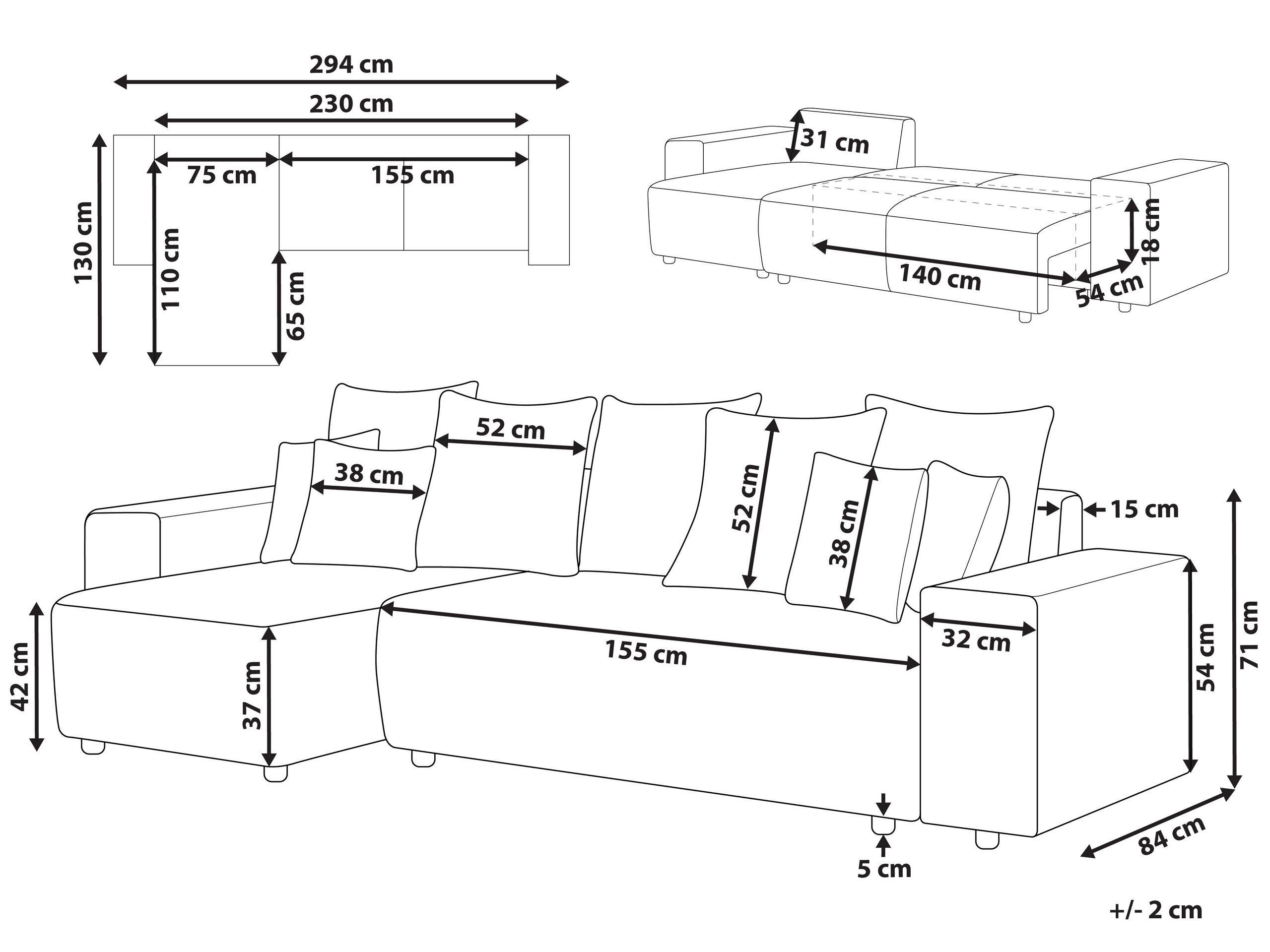 Beliani Ecksofa aus Polyester Modern LUSPA  