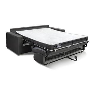 LINEA SOFA Canapé 4 places convertible express en tissu gris - Couchage 160 cm - Matelas 16 cm avec mousse à mémoire de forme CALITO  