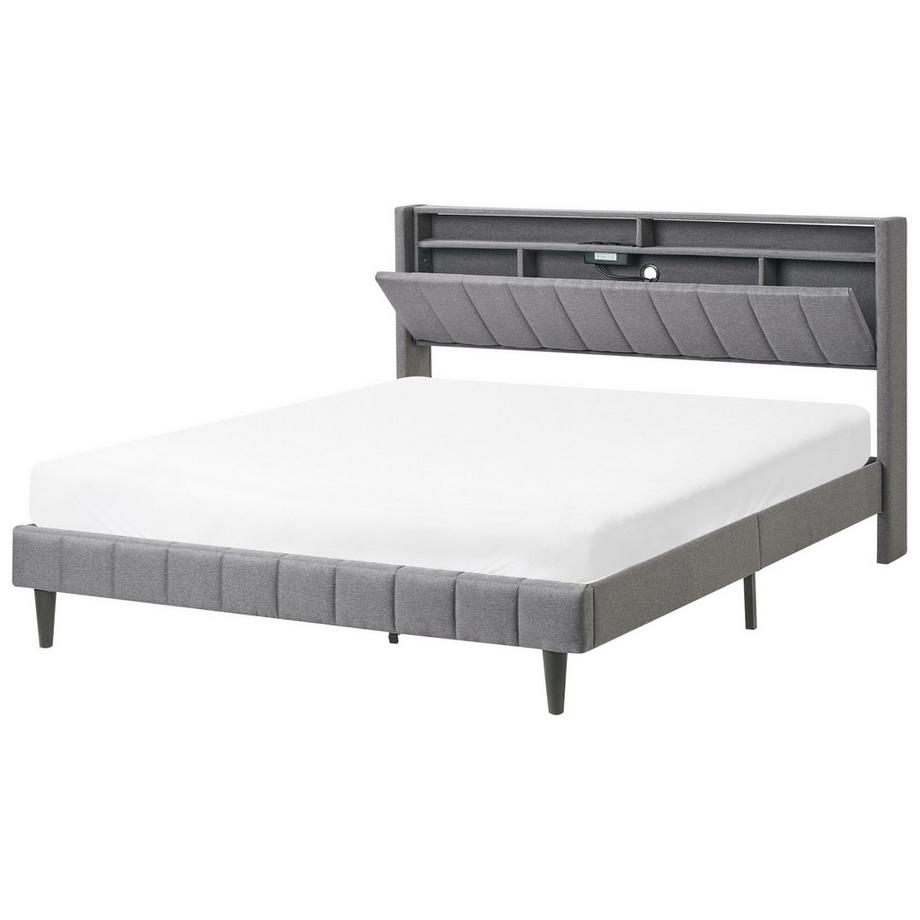 Beliani Lit avec LED en Tissu Moderne BEAULIEU  