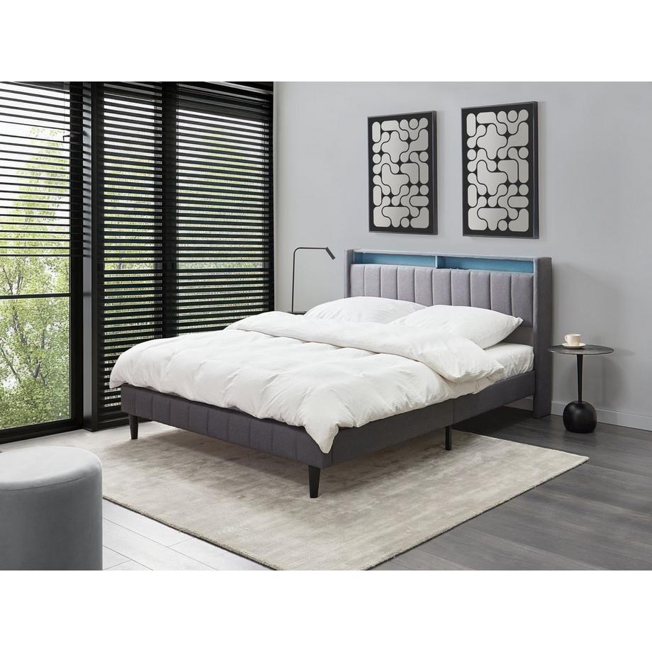 Beliani Lit avec LED en Tissu Moderne BEAULIEU  
