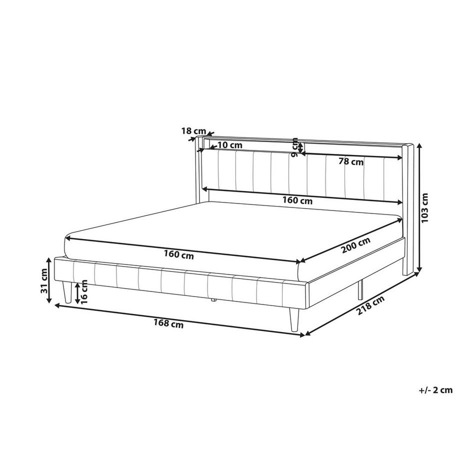 Beliani Lit avec LED en Tissu Moderne BEAULIEU  