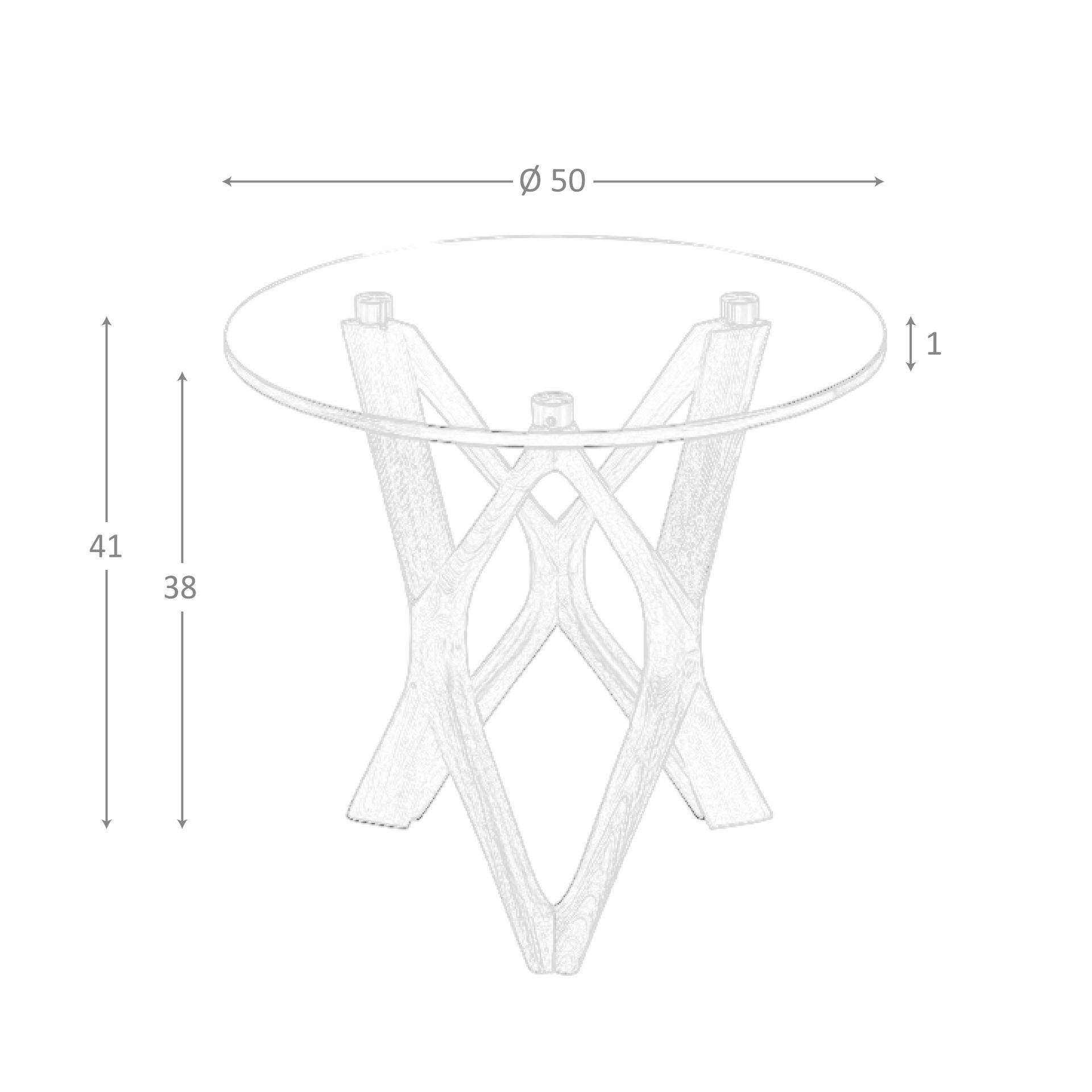 ANGEL CERDA Tavolo angolare rotondo in vetro temperato e noce  