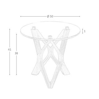 ANGEL CERDA Tavolo angolare rotondo in vetro temperato e noce  