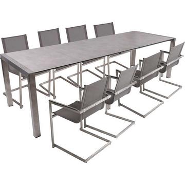 Salon de jardin Sienna gris (9 pièces)