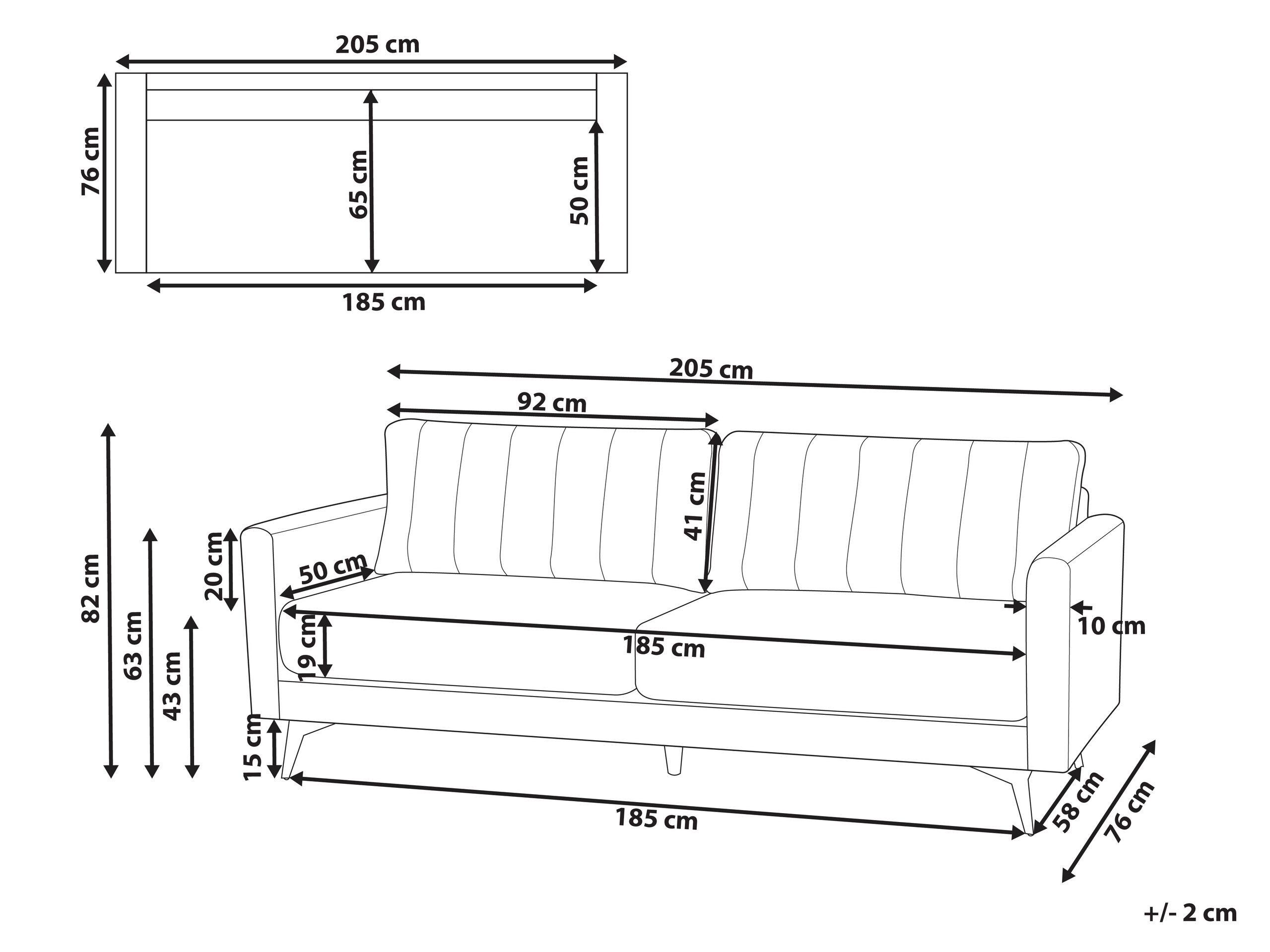 Beliani Canapé 3 places en Polyester Minimaliste MALA  