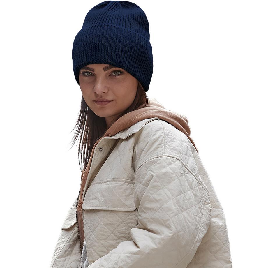 Beechfield Berretto a Costine con Risvolto  