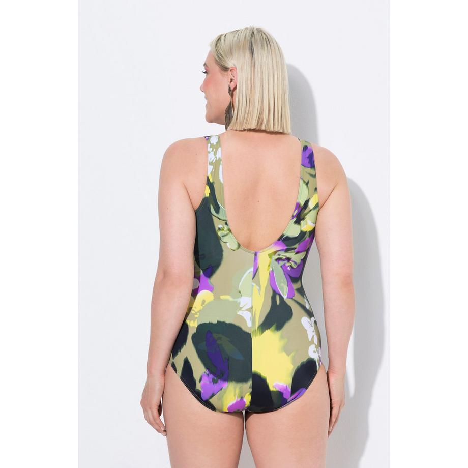 Ulla Popken Costume da bagno Fiori Coppe Morbide Scollo a V Riciclato  