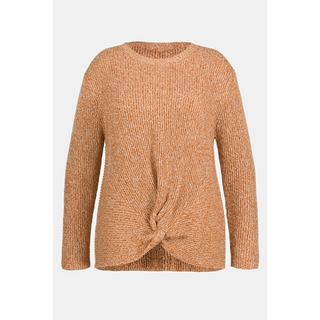 Ulla Popken  Maglione in cotone biologico con maglia a costa inglese, collo alto e maniche lunghe 